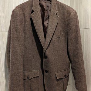 Tasso Elba Brown Vintage Wool Blazer